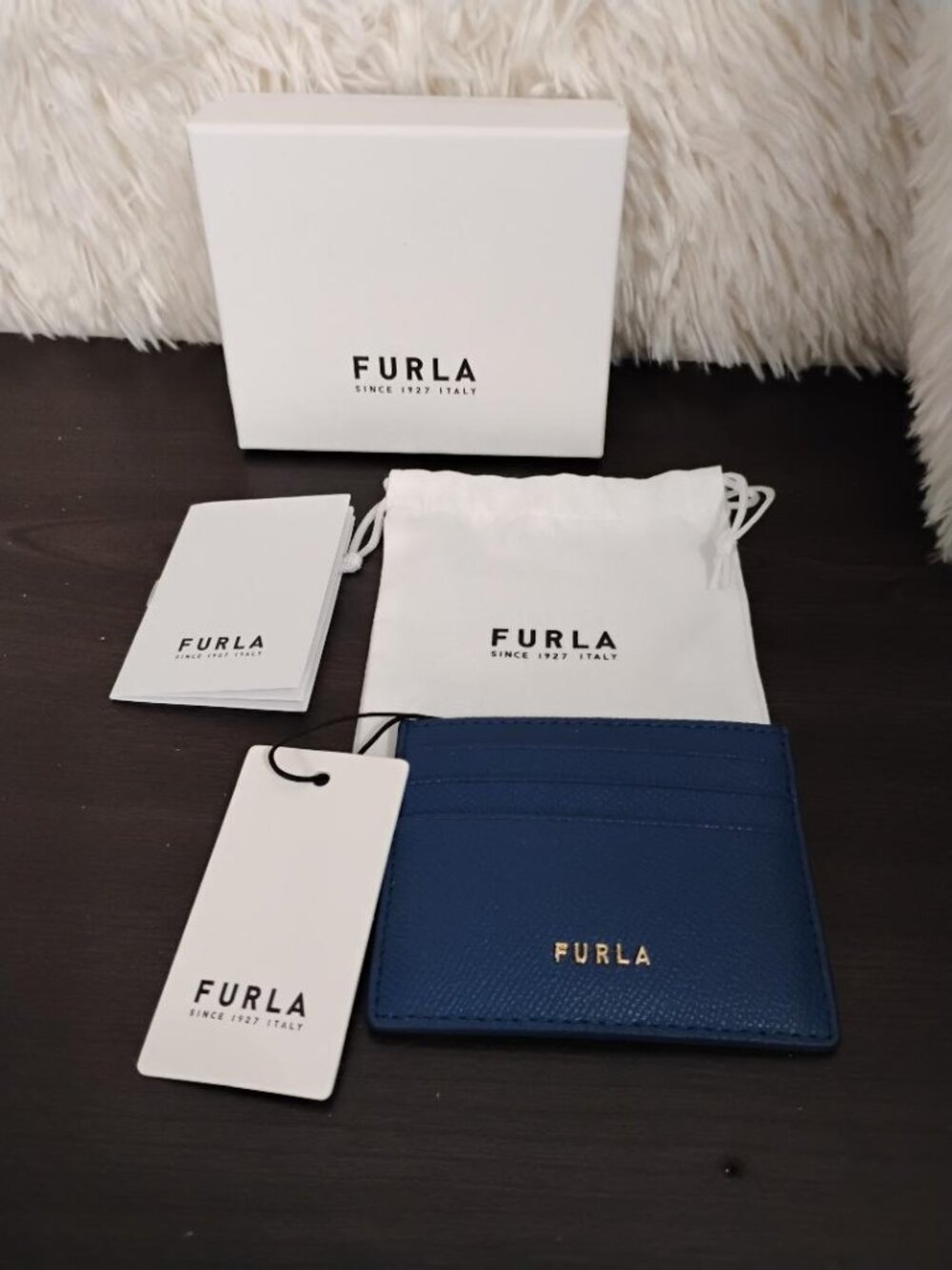 FURLA Classic Credit Card Case Vitello Andromeda Blue Boxed NWT